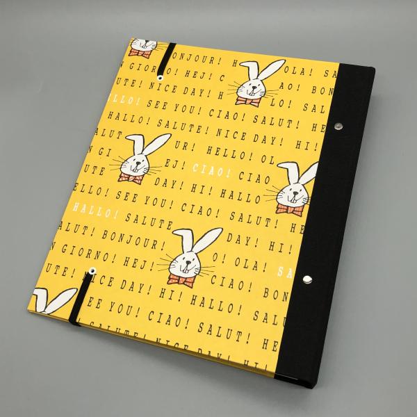 Planer Ringbuch Ringmechanik Hase gelb schwarz Rückendeckel